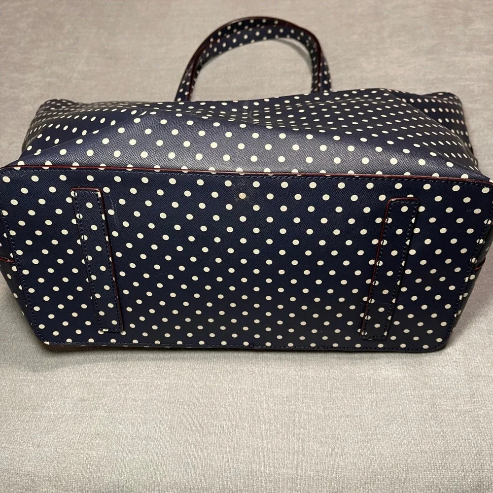 Kate Spade New York Navy Cream Polka Dot Grant Street Jules Large Tote Bag‎